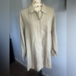 Requirements‎ blouse florar embroidery linen rayon neutral minimalist simple